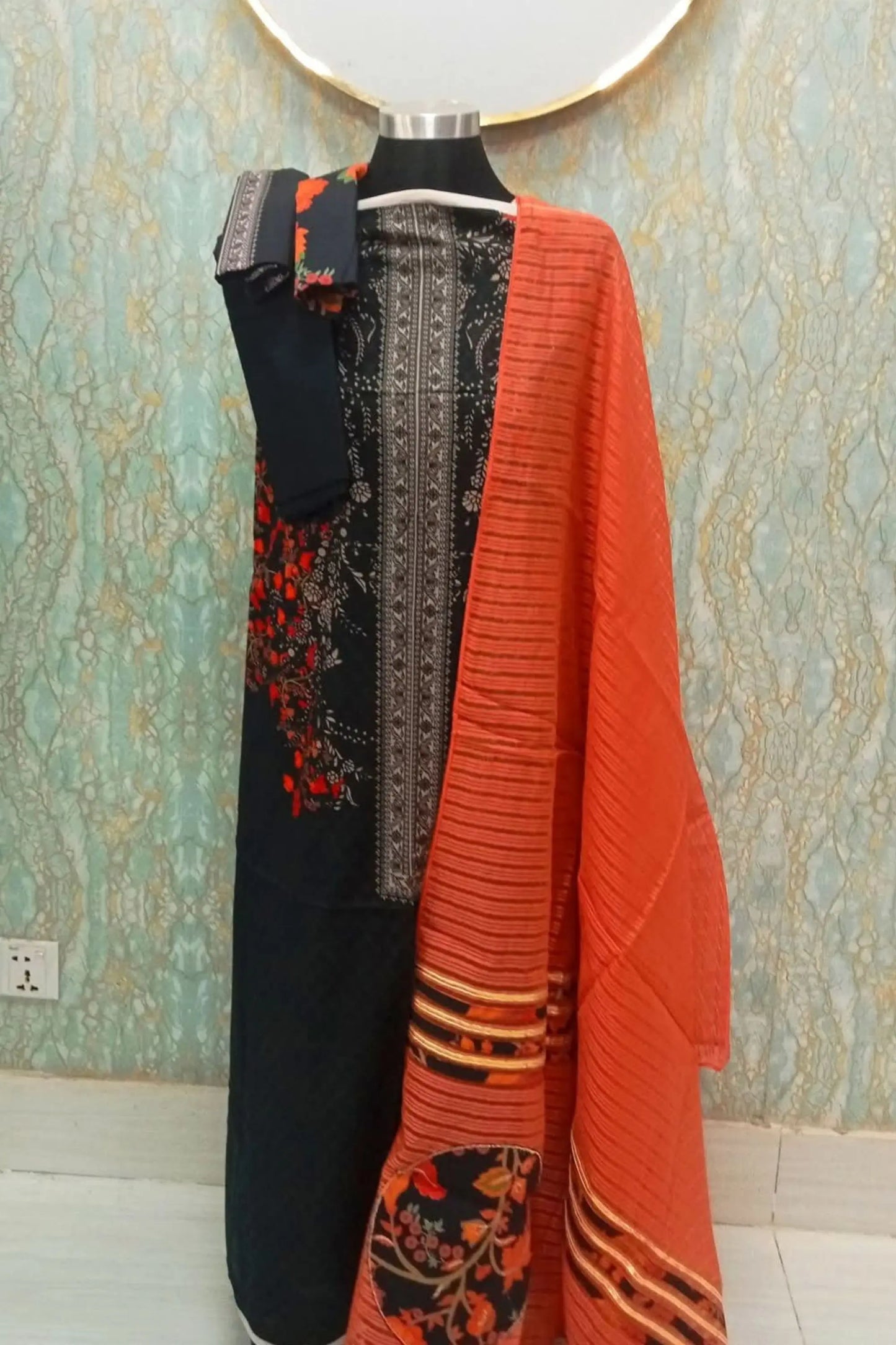 Midnight Ember Printed Three Piece